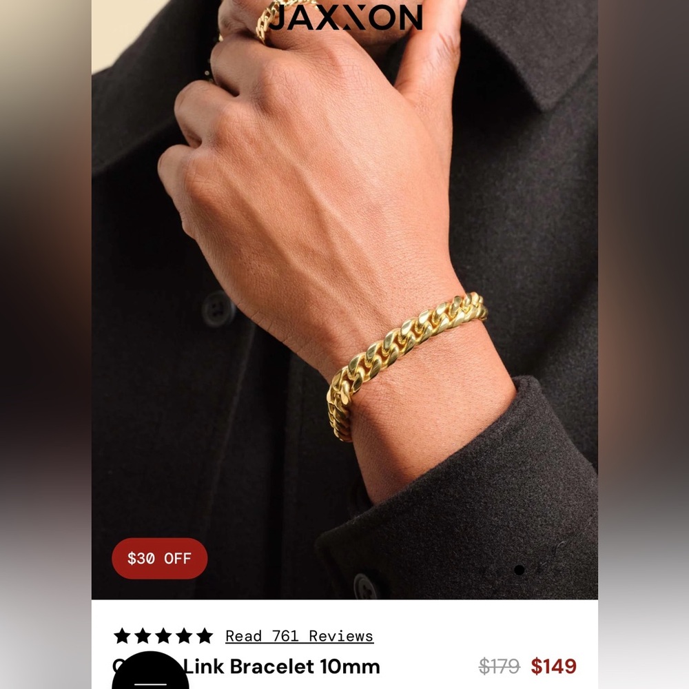 JAXXON Gold Chain Bracelet for Men